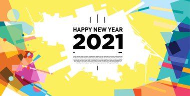 2021 yılındaki parti ve kutlamalar için vektör soyut geometrik arkaplan