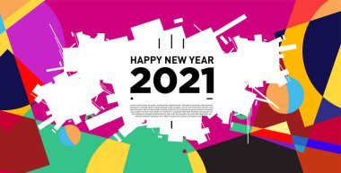 2021 yılındaki parti ve kutlamalar için vektör soyut geometrik arkaplan