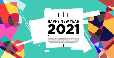 2021 yılındaki parti ve kutlamalar için vektör soyut geometrik arkaplan