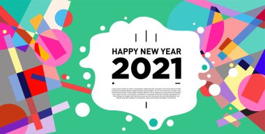 2021 yılındaki parti ve kutlamalar için vektör soyut geometrik arkaplan