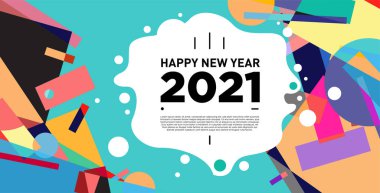 2021 yılındaki parti ve kutlamalar için vektör soyut geometrik arkaplan