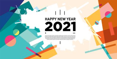 2021 yılındaki parti ve kutlamalar için vektör soyut geometrik arkaplan