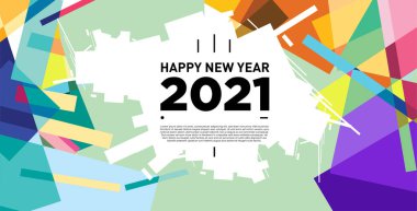 2021 yılındaki parti ve kutlamalar için vektör soyut geometrik arkaplan
