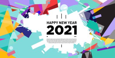 2021 yılındaki parti ve kutlamalar için vektör soyut geometrik arkaplan