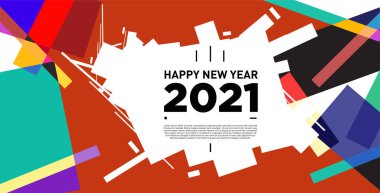 2021 yılındaki parti ve kutlamalar için vektör soyut geometrik arkaplan