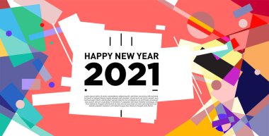 2021 yılındaki parti ve kutlamalar için vektör soyut geometrik arkaplan