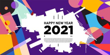2021 yılındaki parti ve kutlamalar için vektör soyut geometrik arkaplan