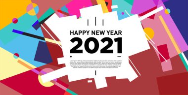 2021 yılındaki parti ve kutlamalar için vektör soyut geometrik arkaplan