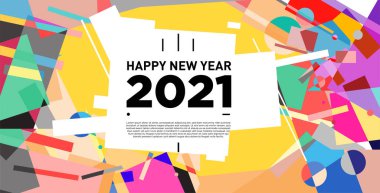 2021 yılındaki parti ve kutlamalar için vektör soyut geometrik arkaplan