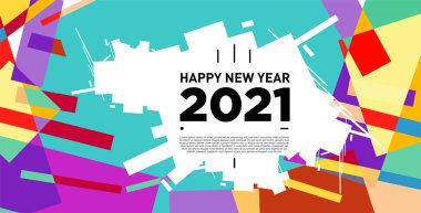 2021 yılındaki parti ve kutlamalar için vektör soyut geometrik arkaplan
