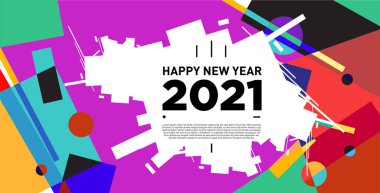 2021 yılındaki parti ve kutlamalar için vektör soyut geometrik arkaplan