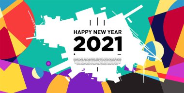 2021 yılındaki parti ve kutlamalar için vektör soyut geometrik arkaplan
