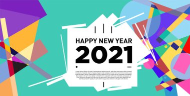 2021 yılındaki parti ve kutlamalar için vektör soyut geometrik arkaplan