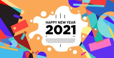 2021 yılındaki parti ve kutlamalar için vektör soyut geometrik arkaplan