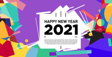 2021 yılındaki parti ve kutlamalar için vektör soyut geometrik arkaplan