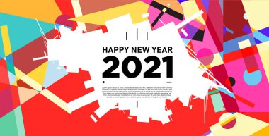 2021 yılındaki parti ve kutlamalar için vektör soyut geometrik arkaplan