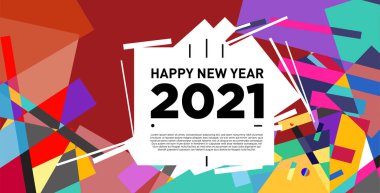 2021 yılındaki parti ve kutlamalar için vektör soyut geometrik arkaplan