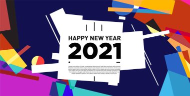 2021 yılındaki parti ve kutlamalar için vektör soyut geometrik arkaplan