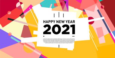 2021 yılındaki parti ve kutlamalar için vektör soyut geometrik arkaplan