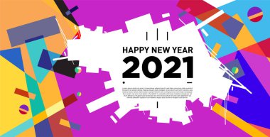 2021 yılındaki parti ve kutlamalar için vektör soyut geometrik arkaplan