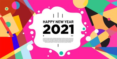 2021 yılındaki parti ve kutlamalar için vektör soyut geometrik arkaplan