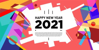 2021 yılındaki parti ve kutlamalar için vektör soyut geometrik arkaplan
