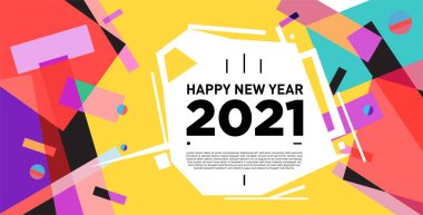 2021 yılındaki parti ve kutlamalar için vektör soyut geometrik arkaplan