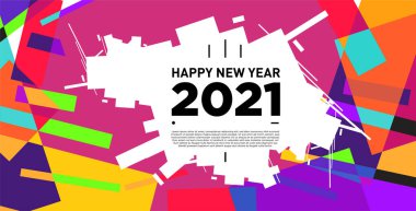 2021 yılındaki parti ve kutlamalar için vektör soyut geometrik arkaplan