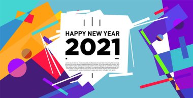 2021 yılındaki parti ve kutlamalar için vektör soyut geometrik arkaplan