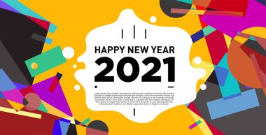 2021 yılındaki parti ve kutlamalar için vektör soyut geometrik arkaplan