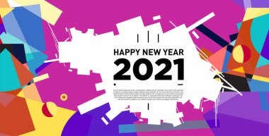 2021 yılındaki parti ve kutlamalar için vektör soyut geometrik arkaplan
