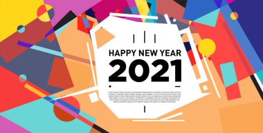 2021 yılındaki parti ve kutlamalar için vektör soyut geometrik arkaplan