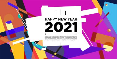 2021 yılındaki parti ve kutlamalar için vektör soyut geometrik arkaplan