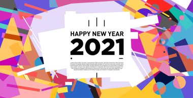 2021 yılındaki parti ve kutlamalar için vektör soyut geometrik arkaplan