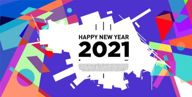 2021 yılındaki parti ve kutlamalar için vektör soyut geometrik arkaplan