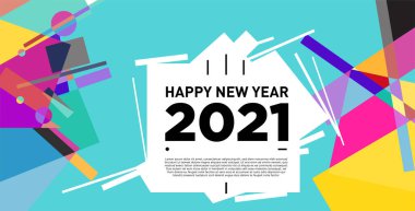 2021 yılındaki parti ve kutlamalar için vektör soyut geometrik arkaplan