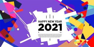 2021 yılındaki parti ve kutlamalar için vektör soyut geometrik arkaplan