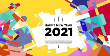 2021 yılındaki parti ve kutlamalar için vektör soyut geometrik arkaplan