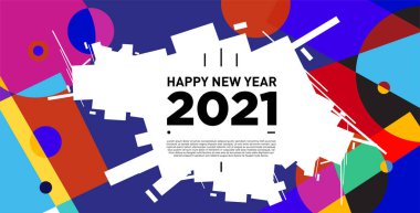 2021 yılındaki parti ve kutlamalar için vektör soyut geometrik arkaplan