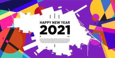 2021 yılındaki parti ve kutlamalar için vektör soyut geometrik arkaplan