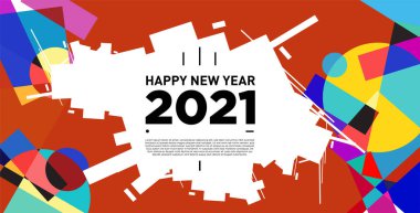 2021 yılındaki parti ve kutlamalar için vektör soyut geometrik arkaplan