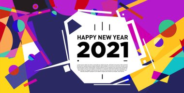 2021 yılındaki parti ve kutlamalar için vektör soyut geometrik arkaplan