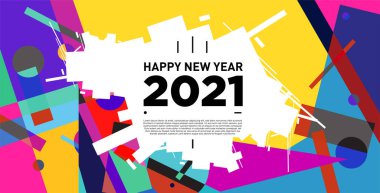 2021 yılındaki parti ve kutlamalar için vektör soyut geometrik arkaplan