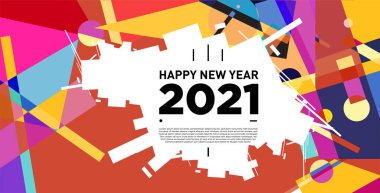 2021 yılındaki parti ve kutlamalar için vektör soyut geometrik arkaplan