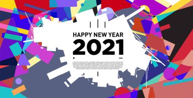 2021 yılındaki parti ve kutlamalar için vektör soyut geometrik arkaplan