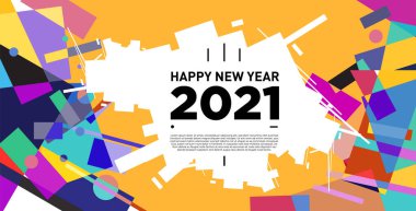 2021 yılındaki parti ve kutlamalar için vektör soyut geometrik arkaplan
