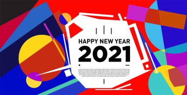 2021 yılındaki parti ve kutlamalar için vektör soyut geometrik arkaplan