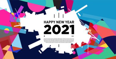 2021 yılındaki parti ve kutlamalar için vektör soyut geometrik arkaplan