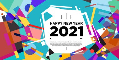 2021 yılındaki parti ve kutlamalar için vektör soyut geometrik arkaplan