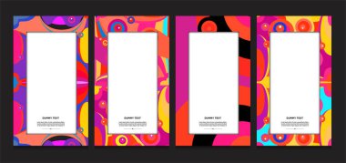 Yaz afişi ve sosyal medya şablonu için vektör renkli geometrik ve eğri çerçeve ve sınır arkaplan şablonu